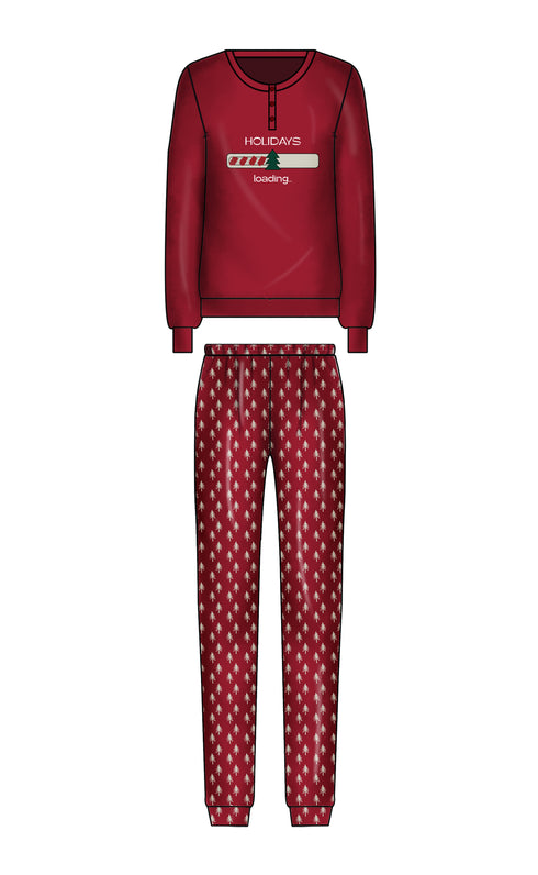 PIGIAMA DONNA NATALIZIO IN CALDO COTONE STELLINA